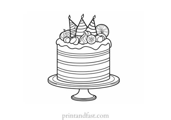 cake coloring page cute