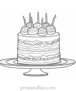 cake coloring page detailed