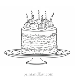 cake coloring page detailed