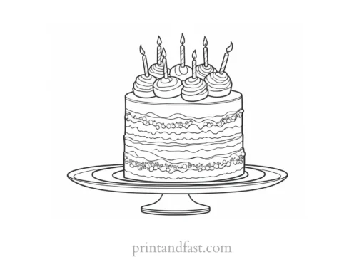 cake coloring page detailed