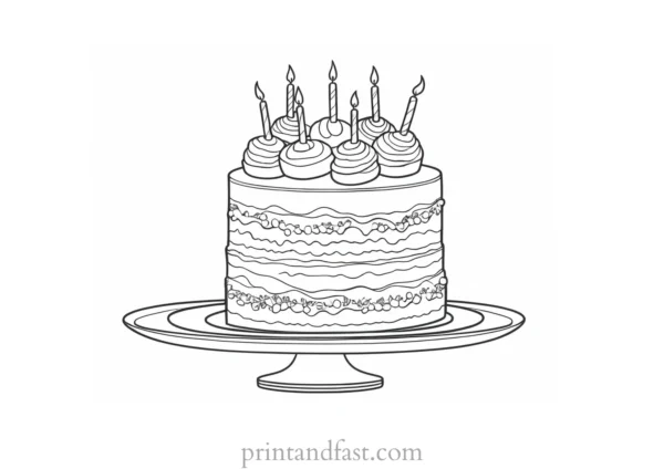 cake coloring page detailed