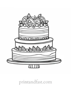 cake coloring page festive