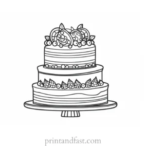 cake coloring page festive