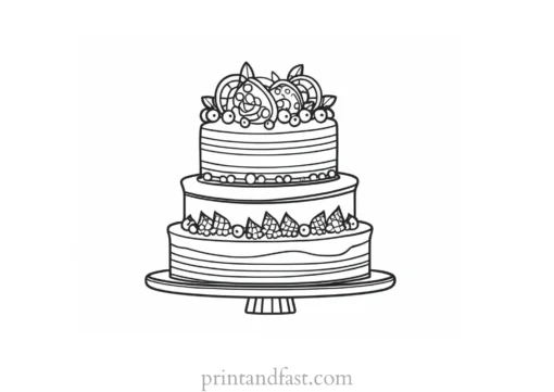 cake coloring page festive