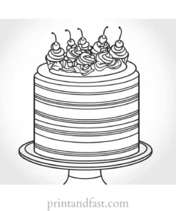 cake coloring page realistic