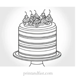 cake coloring page realistic