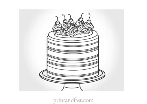 cake coloring page realistic