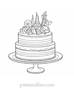 cake coloring page summer