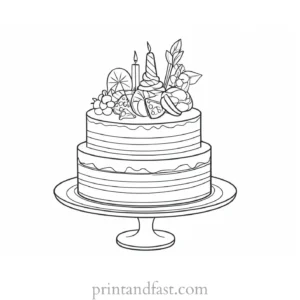 cake coloring page summer