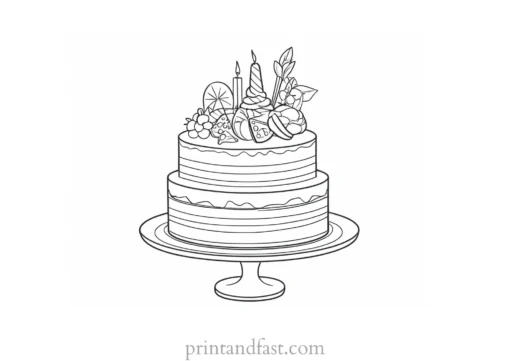 cake coloring page summer