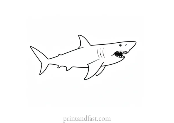 cartoon shark coloring page