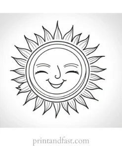 cartoon sun coloring page