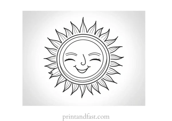 cartoon sun coloring page