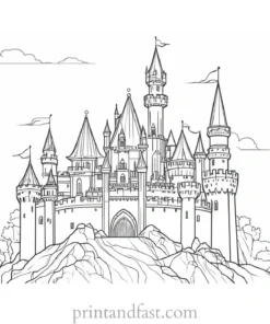 castle coloring page detailed