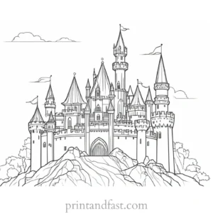 castle coloring page detailed