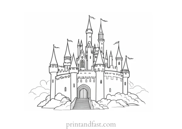 castle coloring page easy