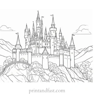 castle coloring page for adults