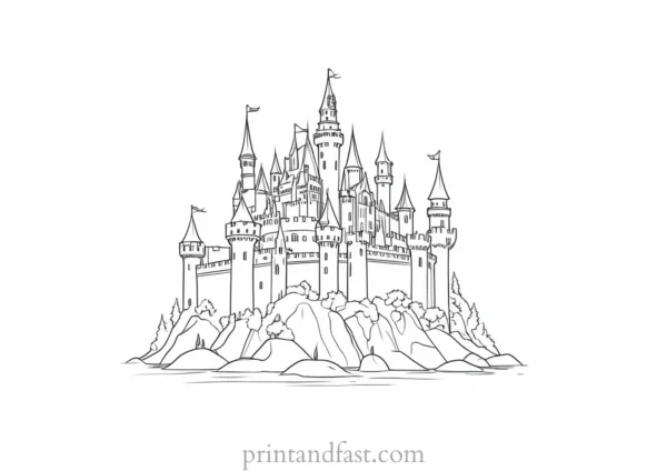 castle coloring page for art lovers