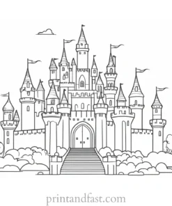 castle coloring page for beginners