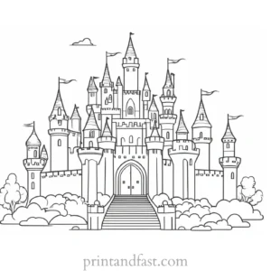 castle coloring page for beginners