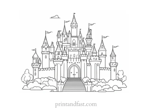 castle coloring page for beginners