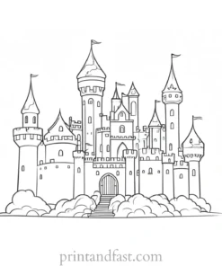 castle coloring page for children