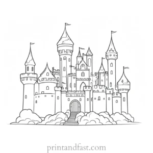 castle coloring page for children