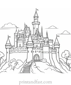 castle coloring page for experts