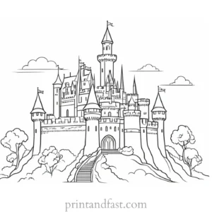 castle coloring page for experts