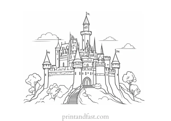 castle coloring page for