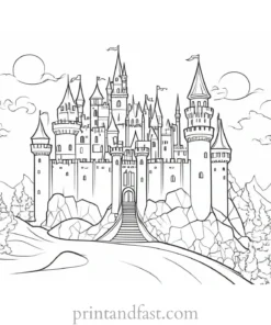 castle coloring page for fantasy lovers