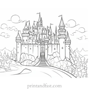 castle coloring page for fantasy lovers