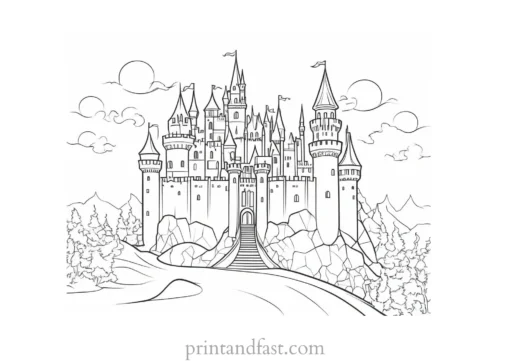 castle coloring page for fantasy lovers