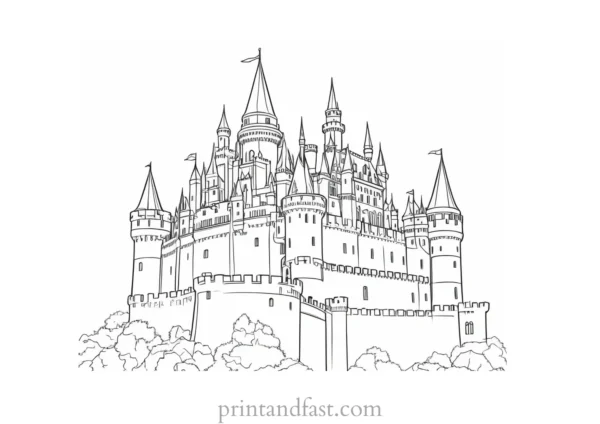 castle coloring page for history buffs