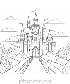 castle coloring page for kids