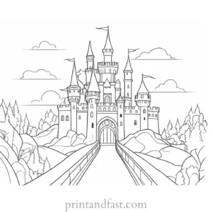 castle coloring page for kids