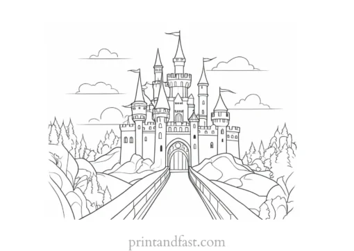 castle coloring page for kids