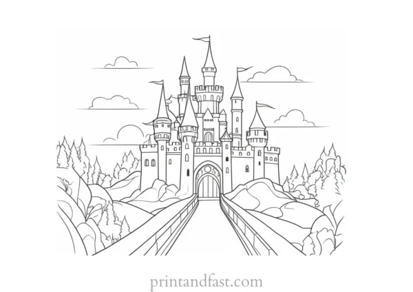 castle coloring page for kids