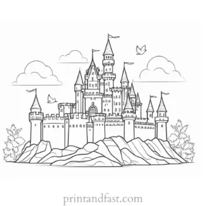 castle coloring page for mindfulness