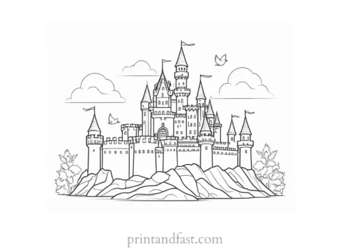 castle coloring page for mindfulness