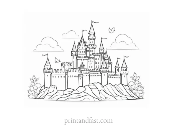 castle coloring page for mindfulness