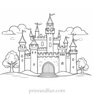 castle coloring page for preschoolers