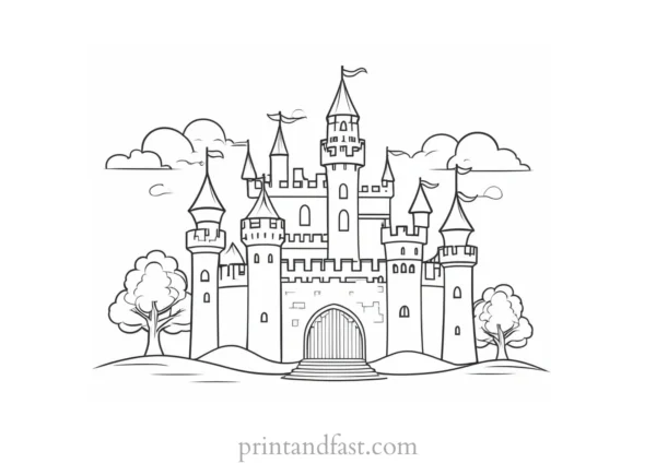 castle coloring page for preschoolers