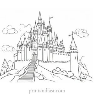 castle coloring page for relaxation