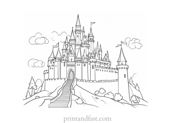 castle coloring page for