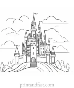 castle coloring page for school