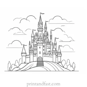 castle coloring page for school