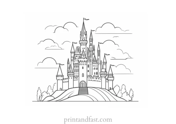 castle coloring page for school