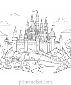 castle coloring page for therapy