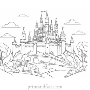 castle coloring page for therapy